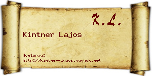 Kintner Lajos névjegykártya